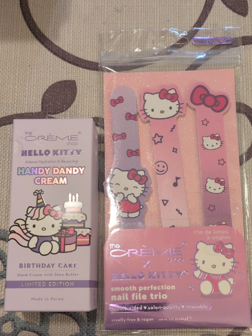 The Crème Shop x Hello Kitty Pink Birthday Cake Handy Dandy Cream And Nail Files